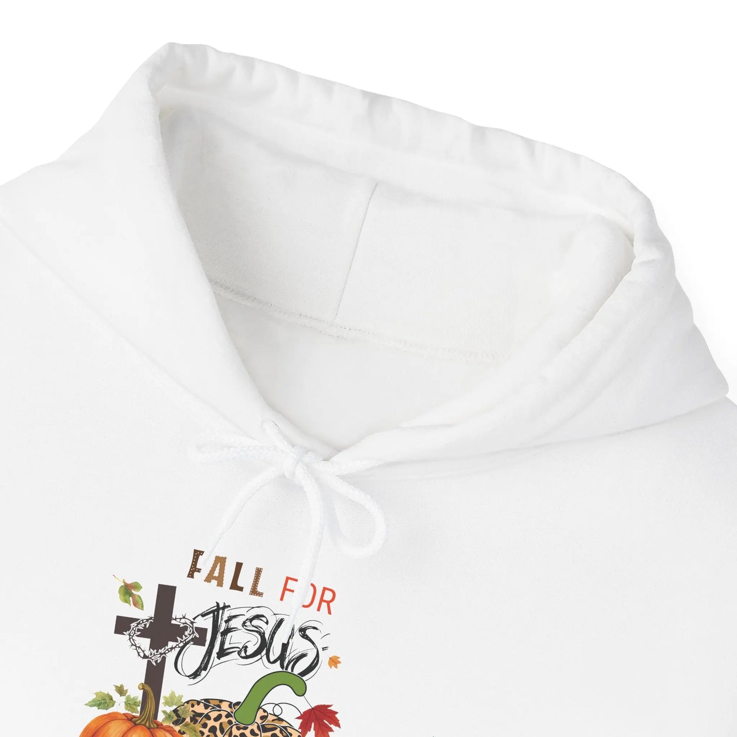 Fall for Jesus Hoodie Christian Autumn Sweatshirt He Never Leaves Faith-Based Pullover