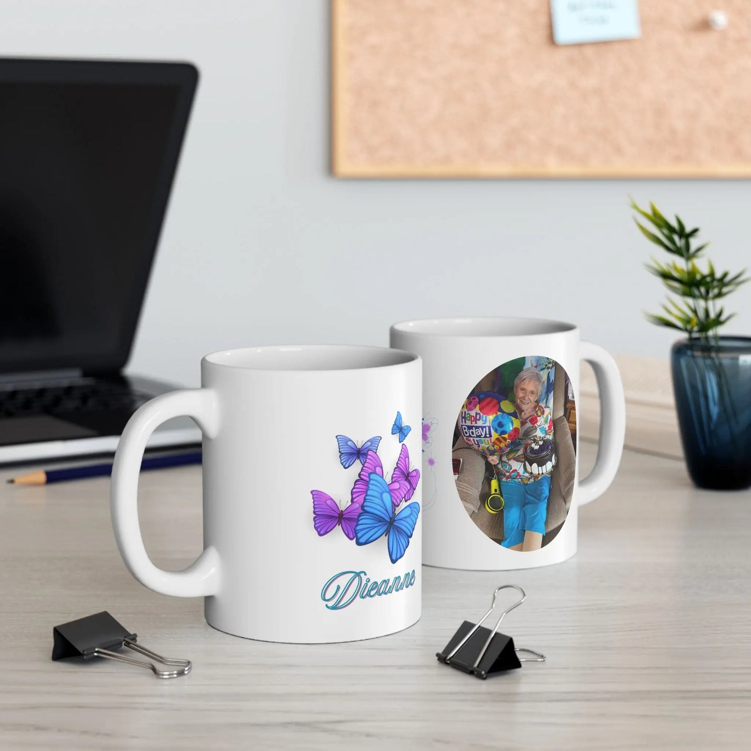 Personalized Butterfly Mug with Your Photo Mug, ( 15oz) Makarios kustom printing