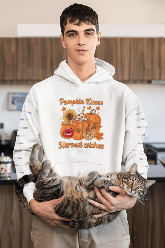 “Pumpkin Kisses & Harvest Wishes” Cozy Fall Hoodie - Makarios kustom printing