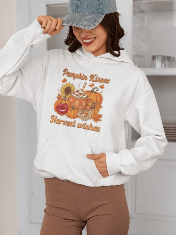 “Pumpkin Kisses & Harvest Wishes” Cozy Fall Hoodie - Makarios kustom printing