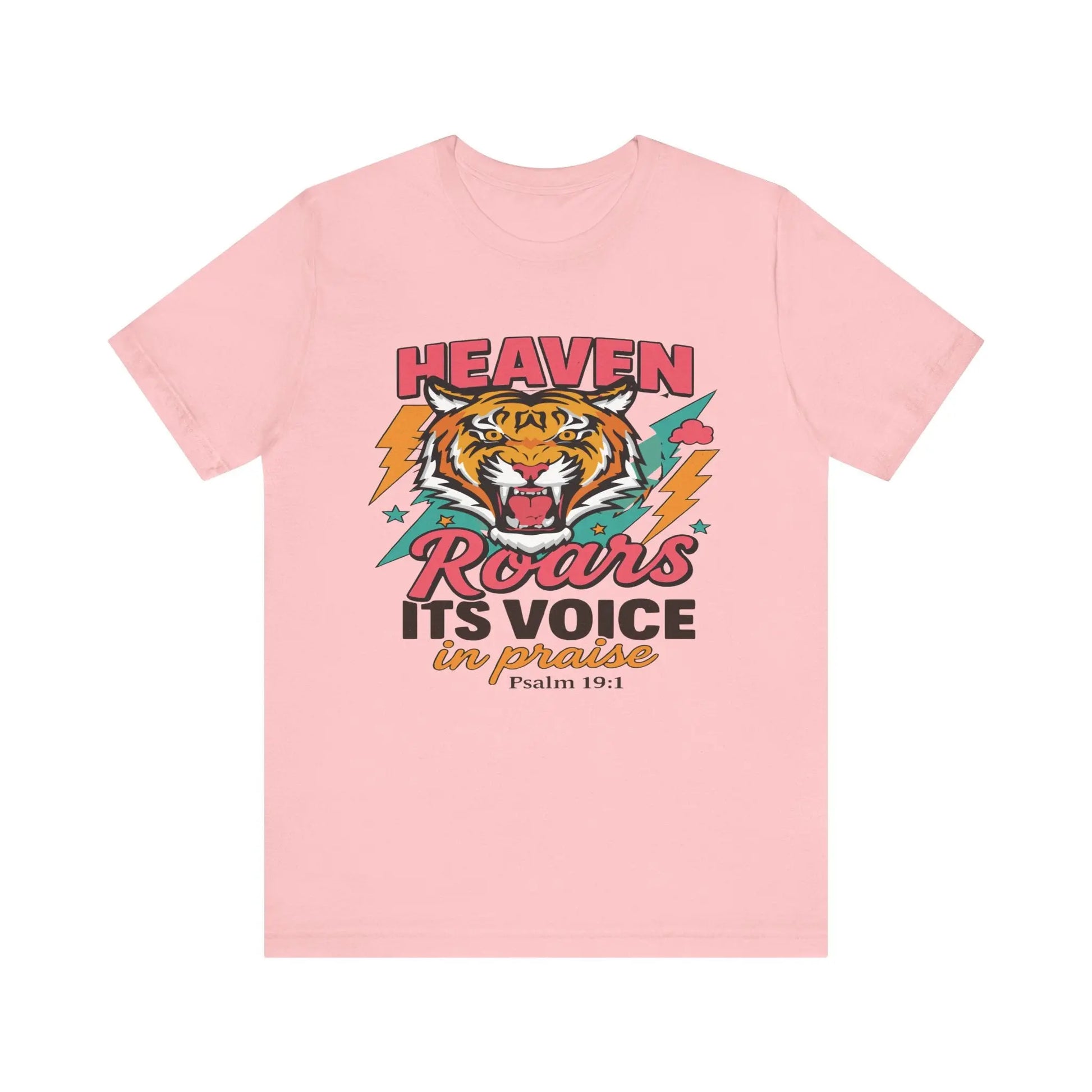 Psalm 19:1 Heaven Roars Shirt – Christian Graphic Tee with Tiger & Lightning Printify