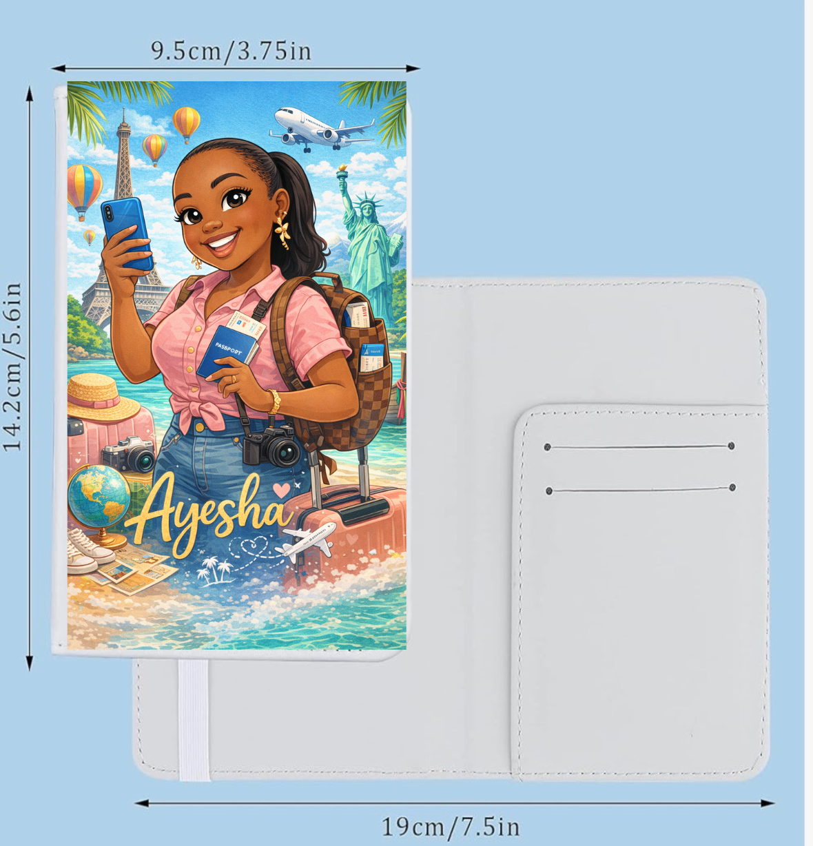 custom Passport holder design feature personalized photo and name