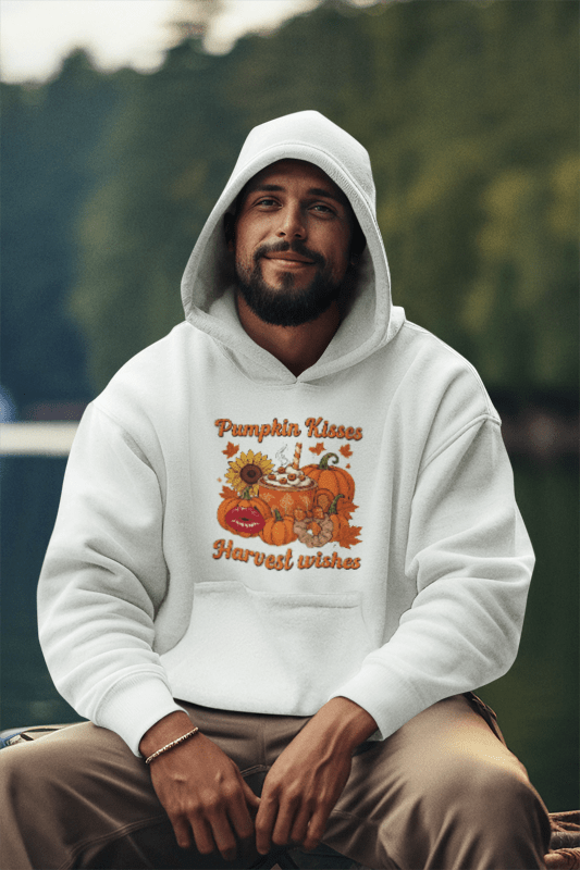 “Pumpkin Kisses & Harvest Wishes” Cozy Fall Hoodie - Makarios kustom printing